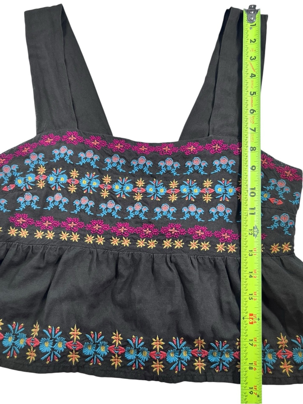 NATURAL LIFE Boho Crop Tank Top with Multicolor Floral Embroidery - Picture 8 of 9
